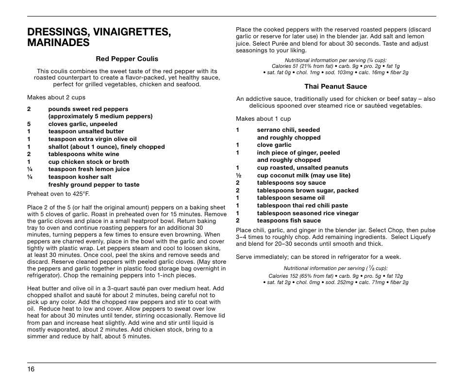 Dressings, vinaigrettes, marinades | Cuisinart SMARTPOWER CLASSIC SPB-6 User Manual | Page 16 / 21