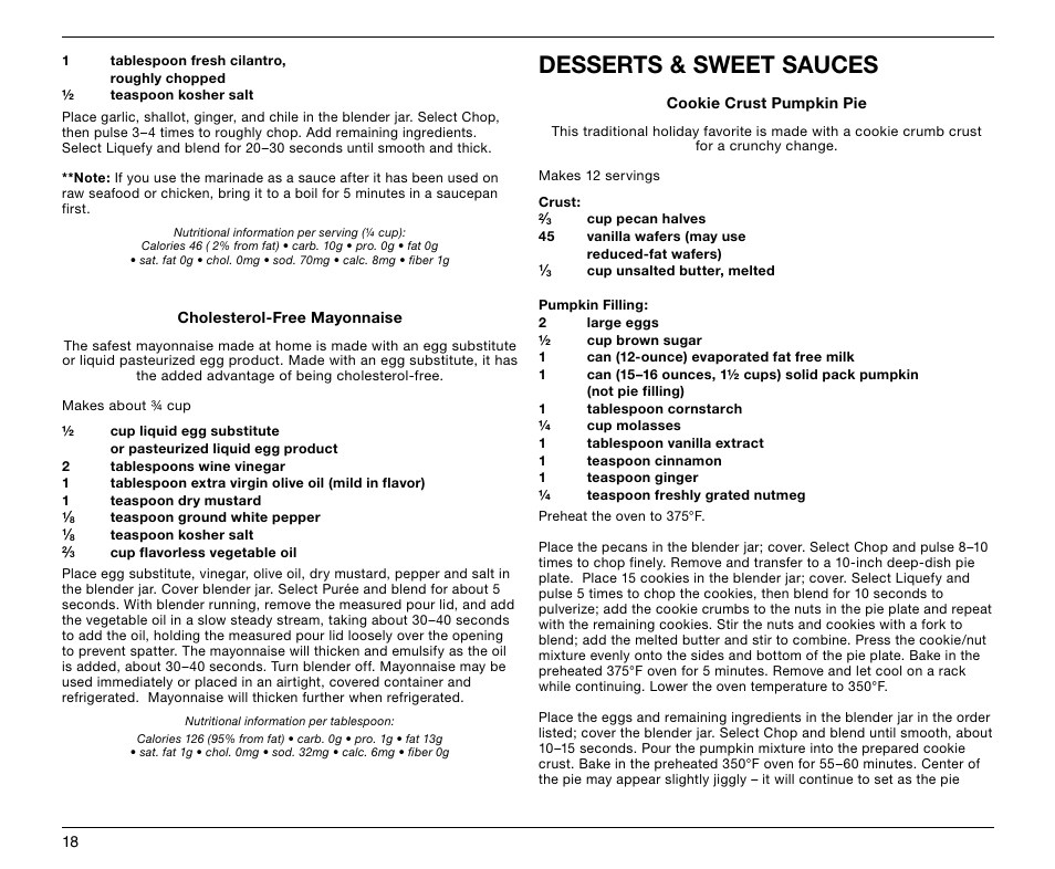 Desserts & sweet sauces | Cuisinart SMARTPOWER CLASSIC SPB-6 User Manual | Page 18 / 21