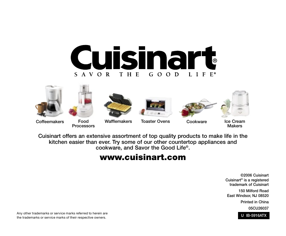 Cuisinart SMARTPOWER CLASSIC SPB-6 User Manual | Page 20 / 21