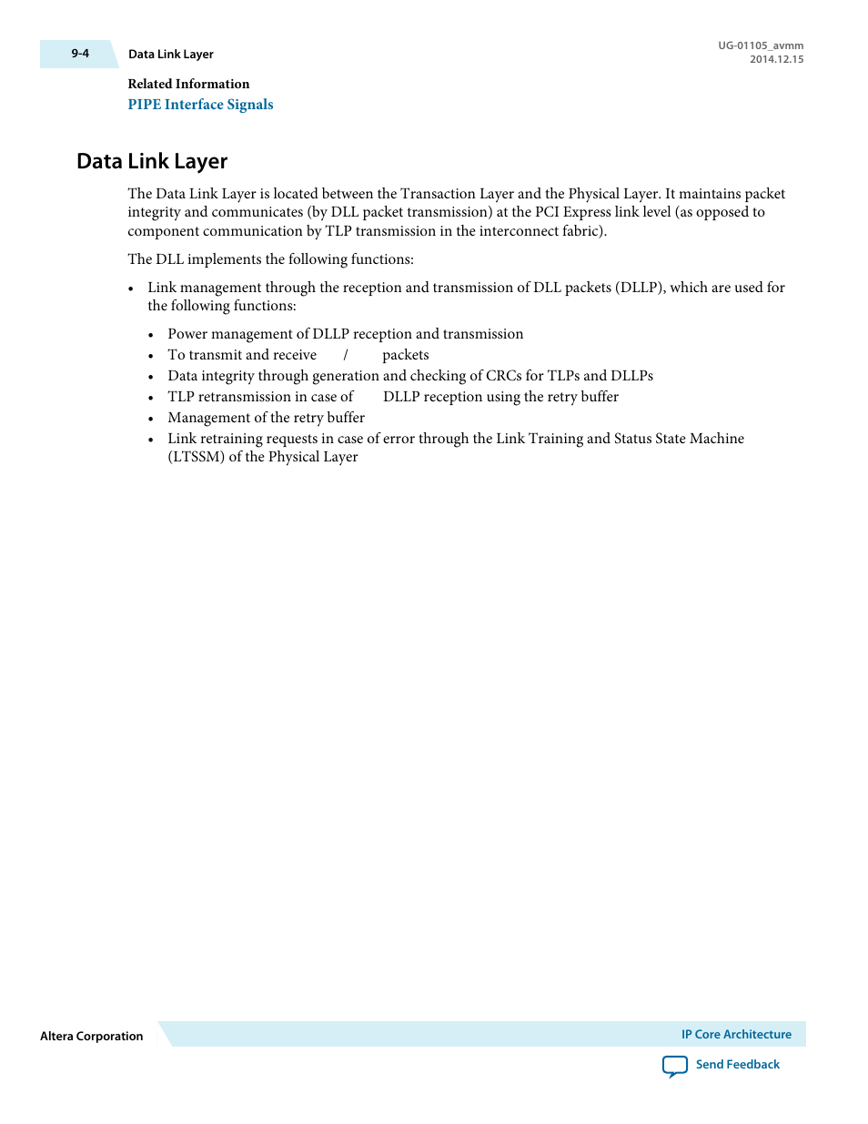 Data link layer | Altera Arria V Avalon-MM User Manual | Page 120 / 166