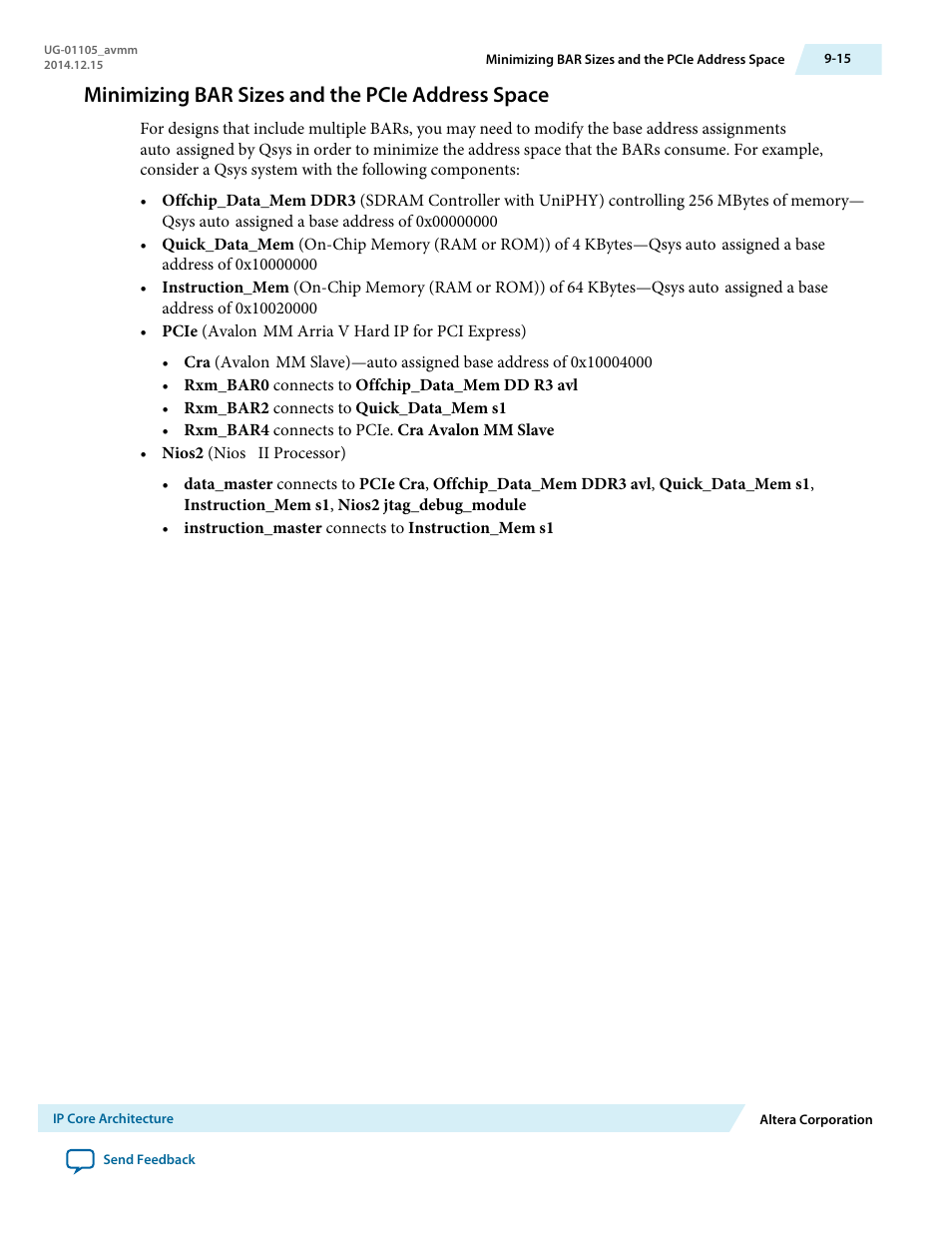 Minimizing bar sizes and the pcie address space | Altera Arria V Avalon-MM User Manual | Page 131 / 166