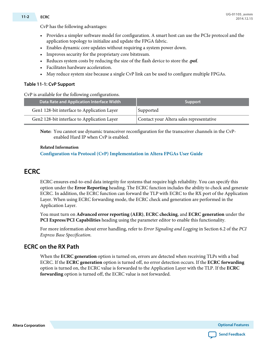 Ecrc, Ecrc on the rx path | Altera Arria V Avalon-MM User Manual | Page 142 / 166