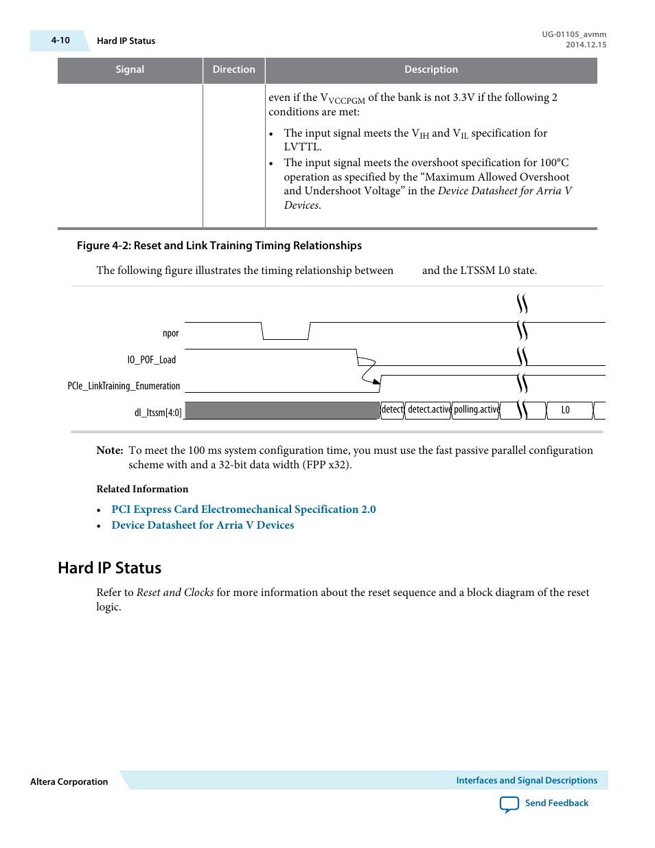 Hard ip status | Altera Arria V Avalon-MM User Manual | Page 40 / 166
