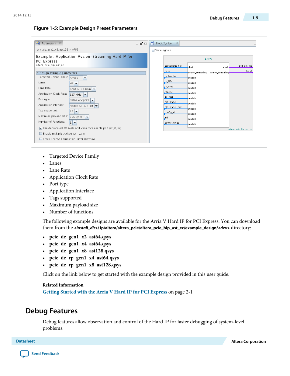 Debug features | Altera Arria V Avalon-ST User Manual | Page 10 / 248