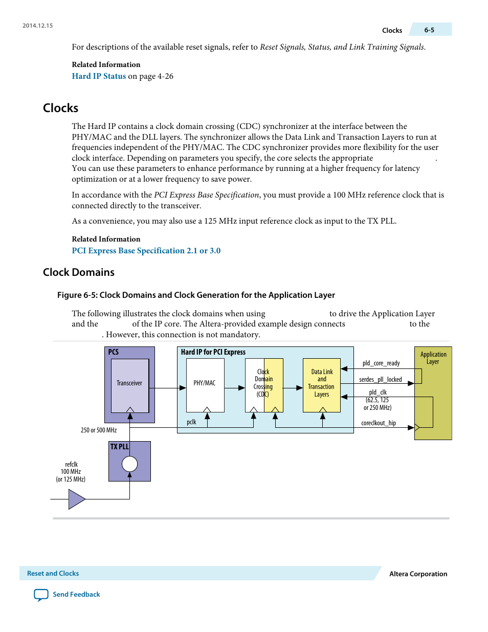 Clocks, Clock domains | Altera Arria V Avalon-ST User Manual | Page 116 / 248