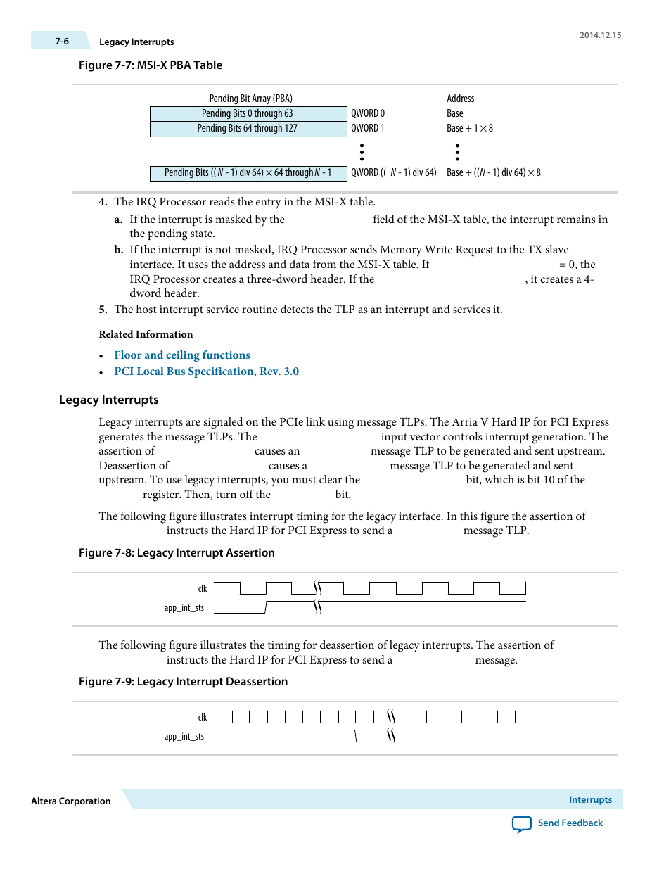 Legacy interrupts | Altera Arria V Avalon-ST User Manual | Page 124 / 248