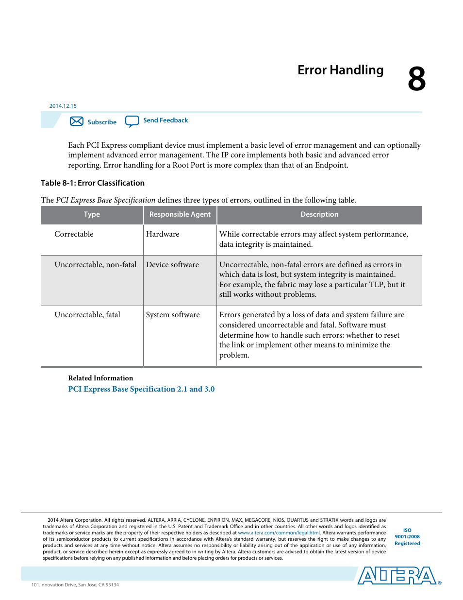 Error handling | Altera Arria V Avalon-ST User Manual | Page 126 / 248