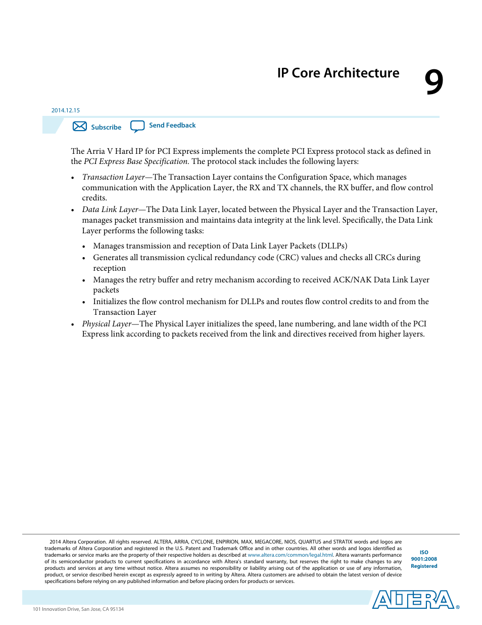 Ip core architecture | Altera Arria V Avalon-ST User Manual | Page 134 / 248