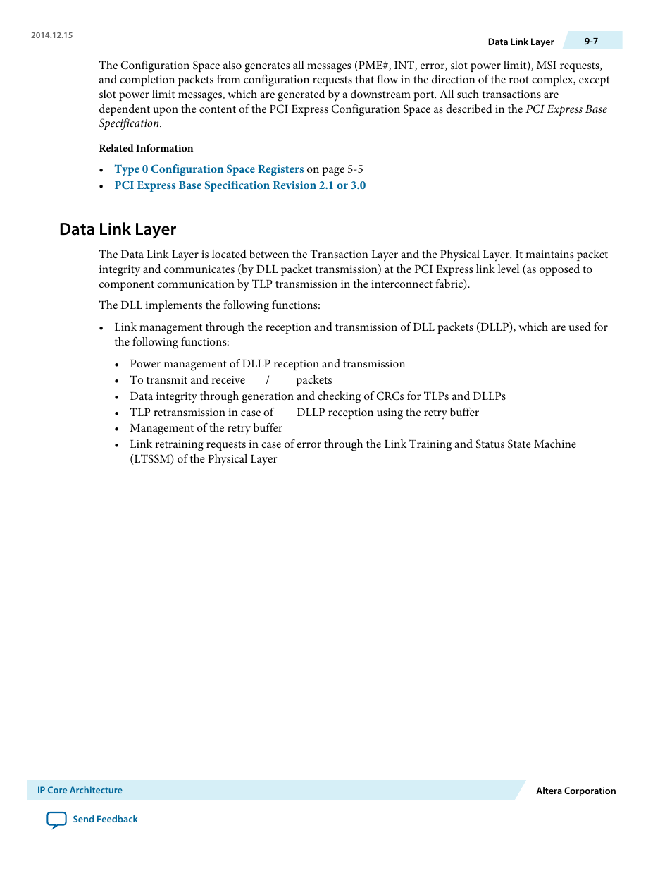 Data link layer | Altera Arria V Avalon-ST User Manual | Page 140 / 248