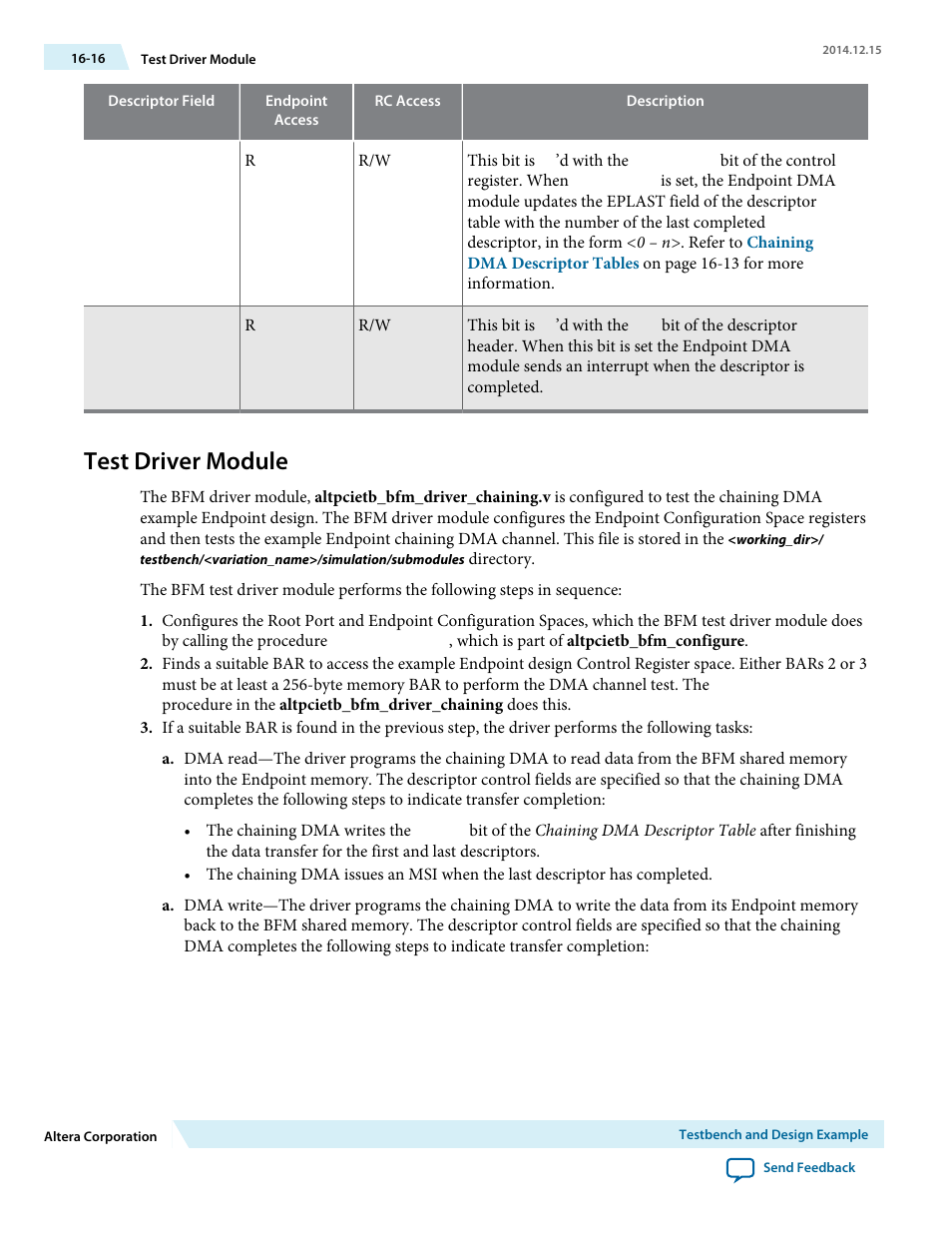 Test driver module | Altera Arria V Avalon-ST User Manual | Page 186 / 248