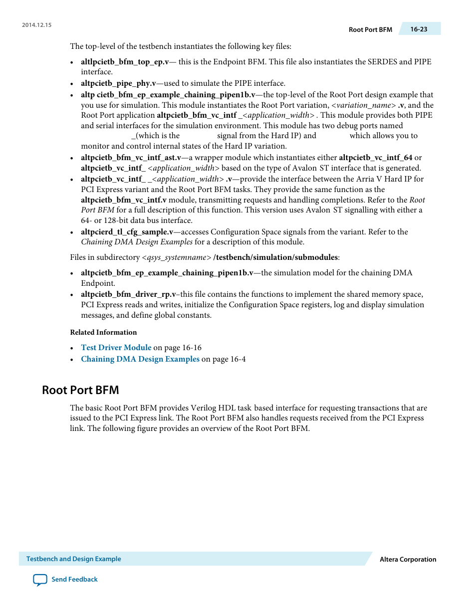 Root port bfm | Altera Arria V Avalon-ST User Manual | Page 193 / 248