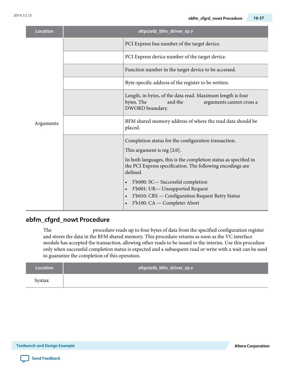 Ebfm_cfgrd_nowt procedure | Altera Arria V Avalon-ST User Manual | Page 207 / 248