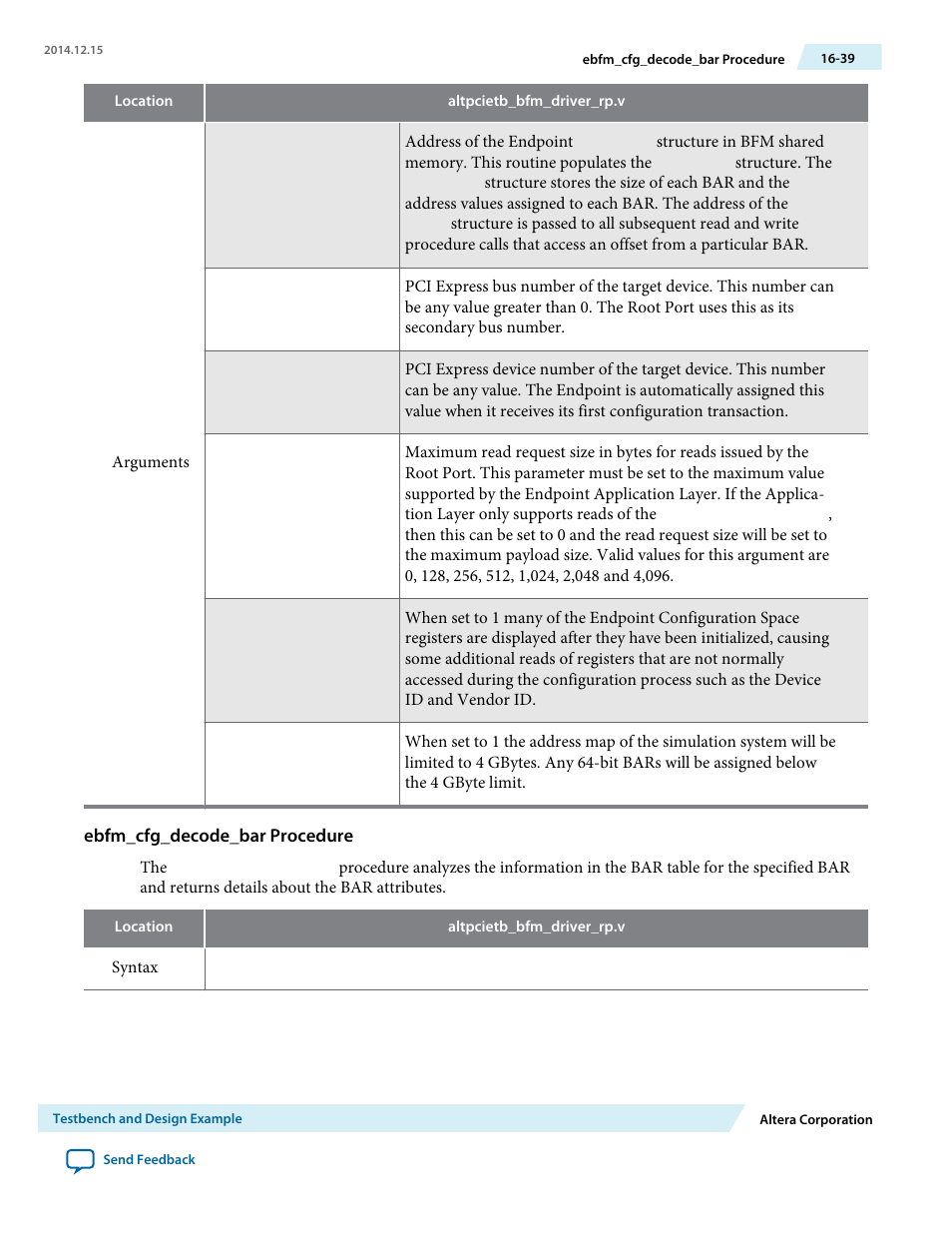 Ebfm_cfg_decode_bar procedure | Altera Arria V Avalon-ST User Manual | Page 209 / 248