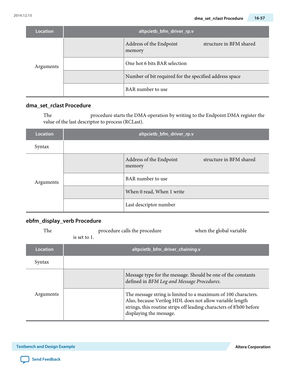 Dma_set_rclast procedure, Ebfm_display_verb procedure | Altera Arria V Avalon-ST User Manual | Page 227 / 248