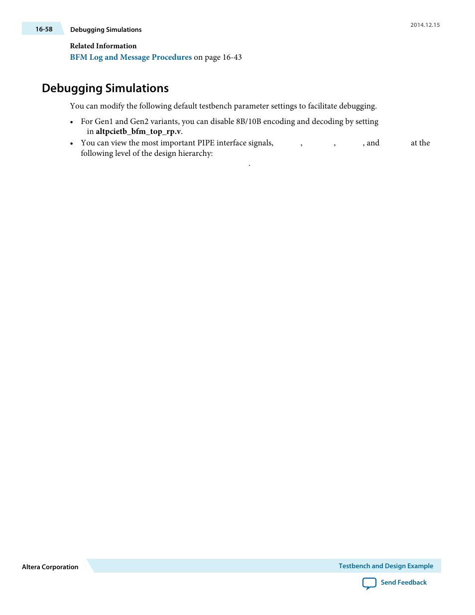 Debugging simulations | Altera Arria V Avalon-ST User Manual | Page 228 / 248