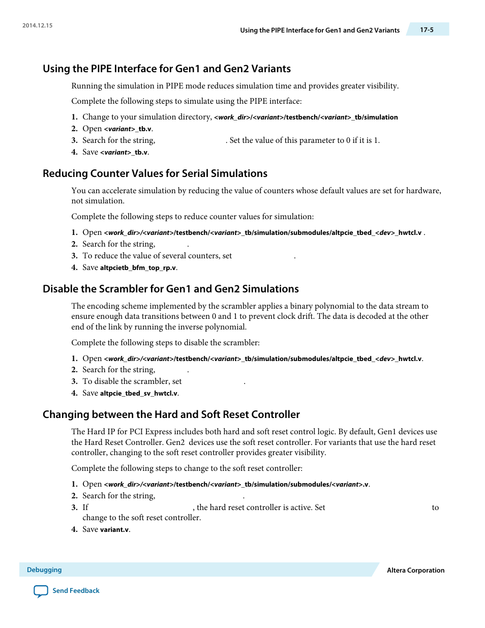 Reducing counter values for serial simulations | Altera Arria V Avalon-ST User Manual | Page 233 / 248