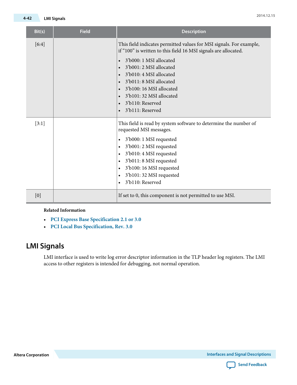 Lmi signals | Altera Arria V Avalon-ST User Manual | Page 79 / 248