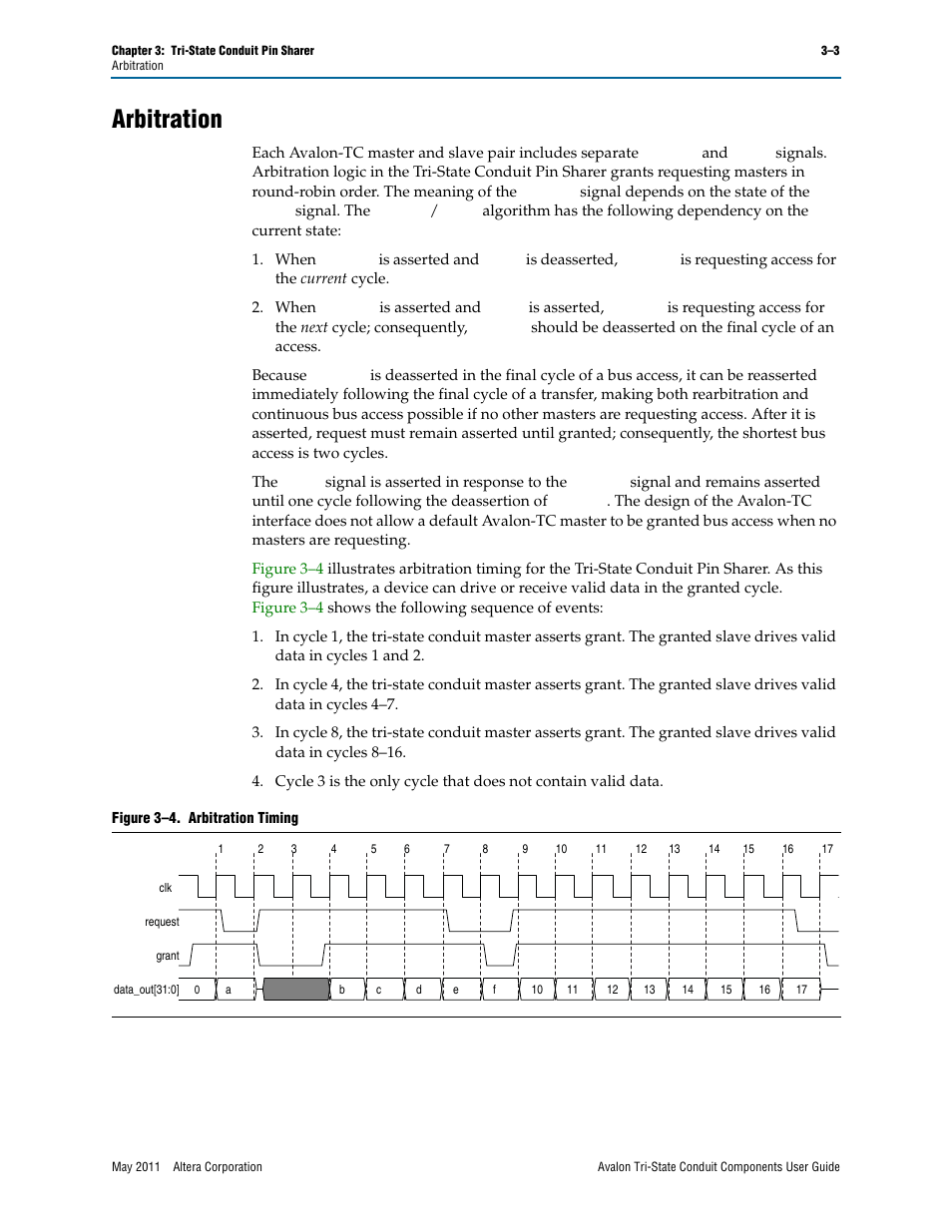 Arbitration, Arbitration –3 | Altera Avalon Tri-State Conduit Components User Manual | Page 15 / 18