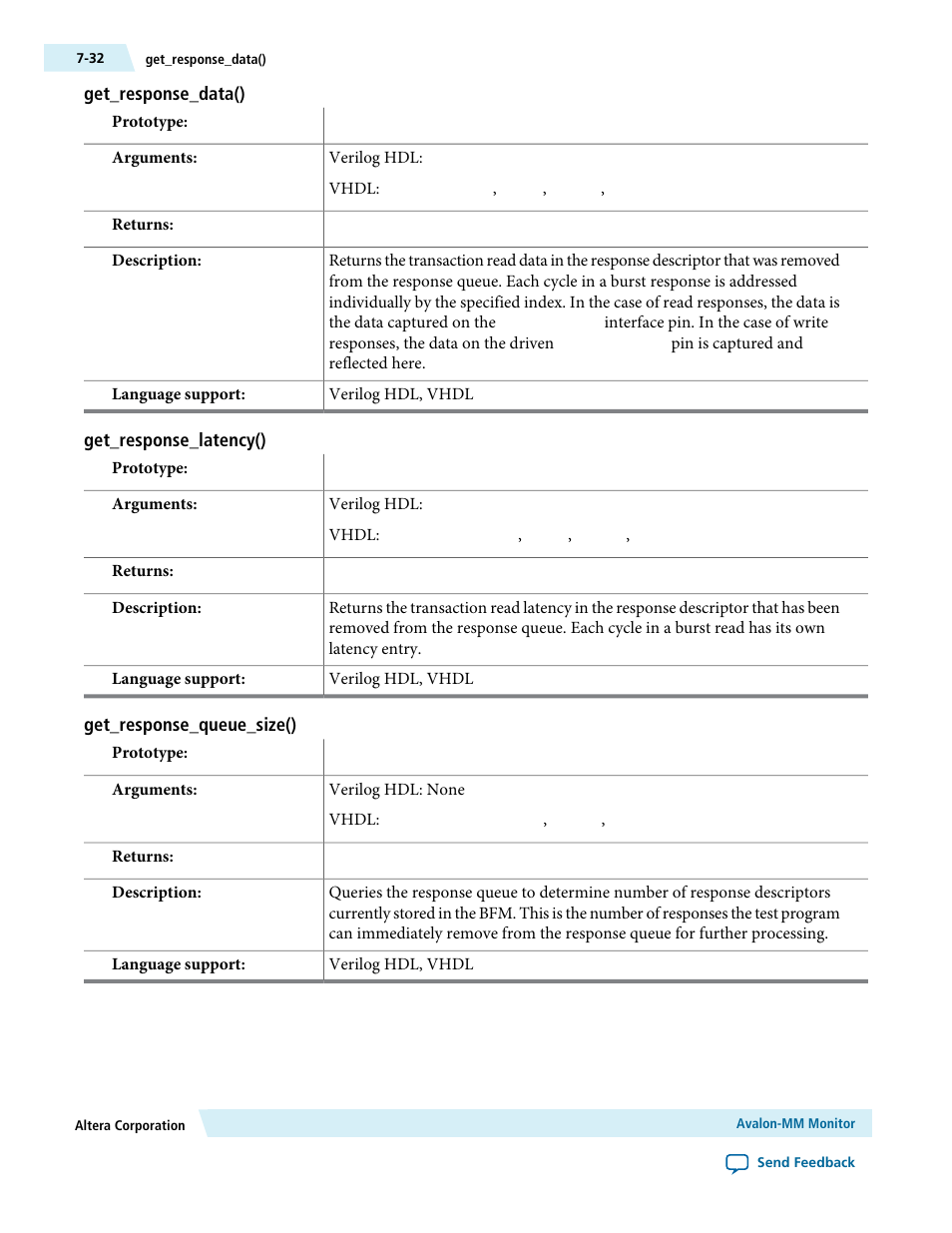 Get_response_data(), Get_response_latency(), Get_response_queue_size() | Altera Avalon Verification IP Suite User Manual | Page 104 / 224