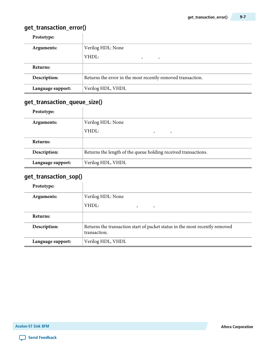 Get_transaction_error(), Get_transaction_queue_size(), Get_transaction_sop() | Altera Avalon Verification IP Suite User Manual | Page 133 / 224