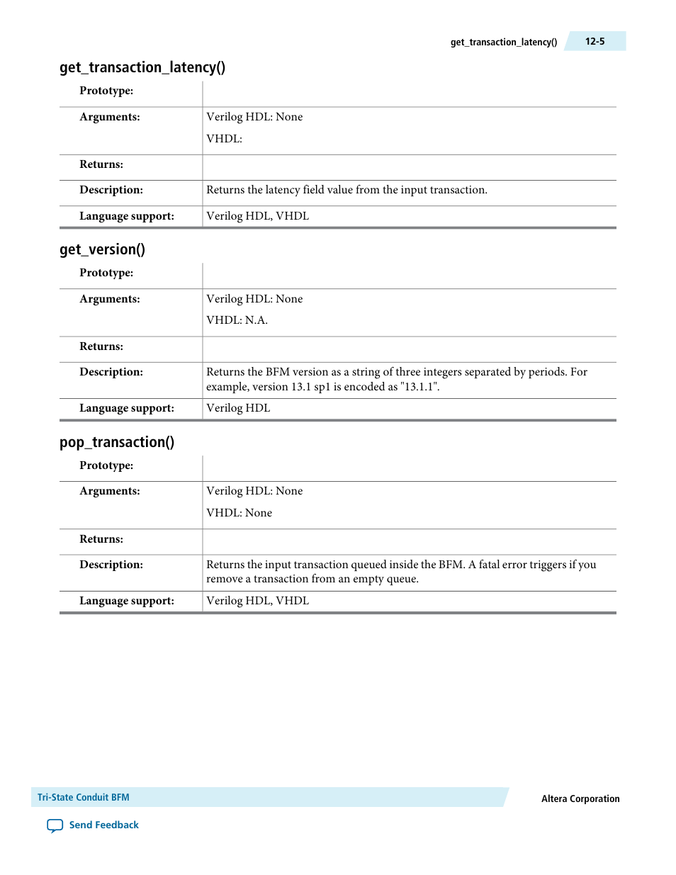Get_transaction_latency(), Get_version(), Pop_transaction() | Get_transaction_latency() -5, Get_version() -5, Pop_transaction() -5 | Altera Avalon Verification IP Suite User Manual | Page 164 / 224