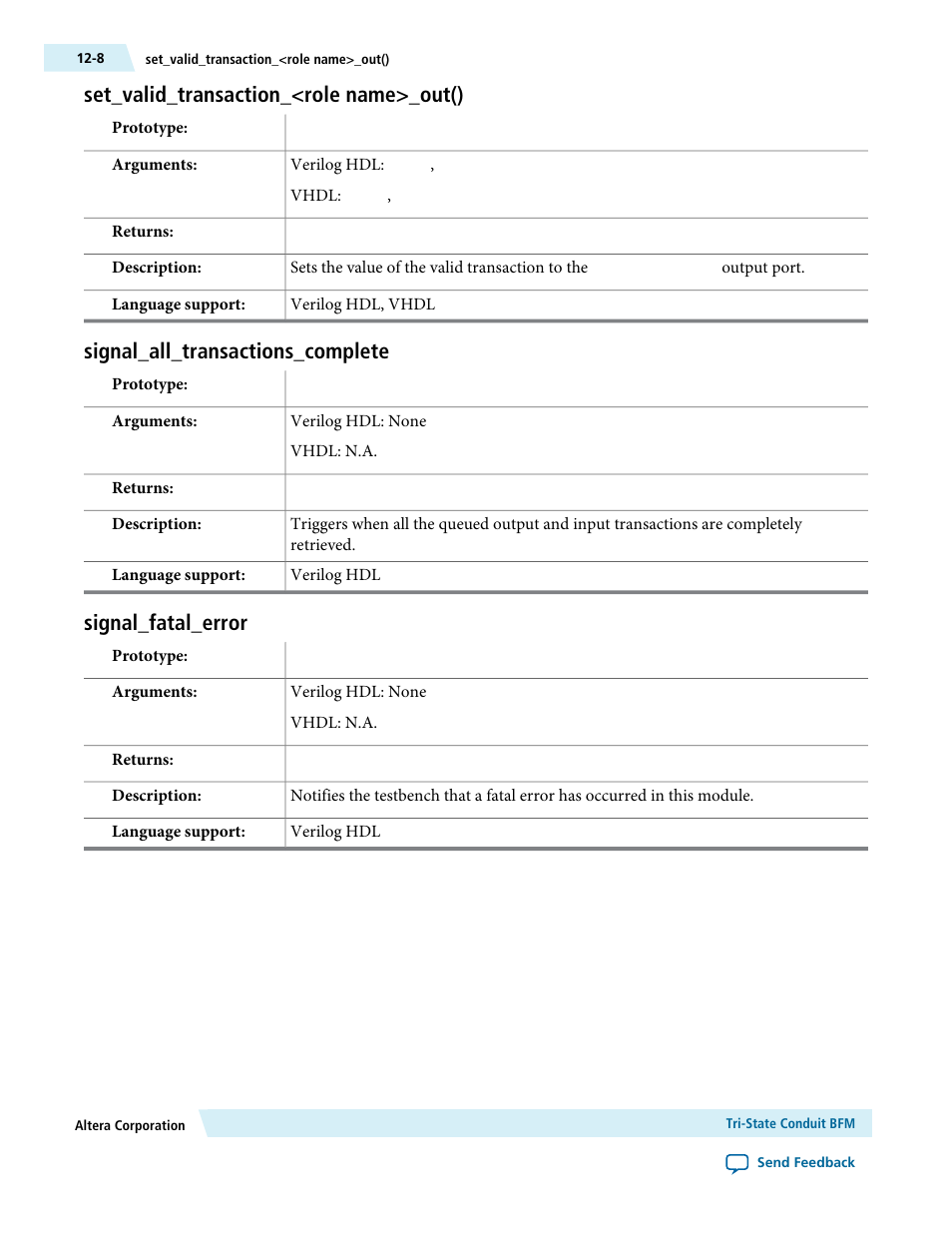 Set_valid_transaction_<role name>_out(), Signal_all_transactions_complete, Signal_fatal_error | Set_valid_transaction_<role name>_out() -8, Signal_all_transactions_complete -8, Signal_fatal_error -8 | Altera Avalon Verification IP Suite User Manual | Page 167 / 224