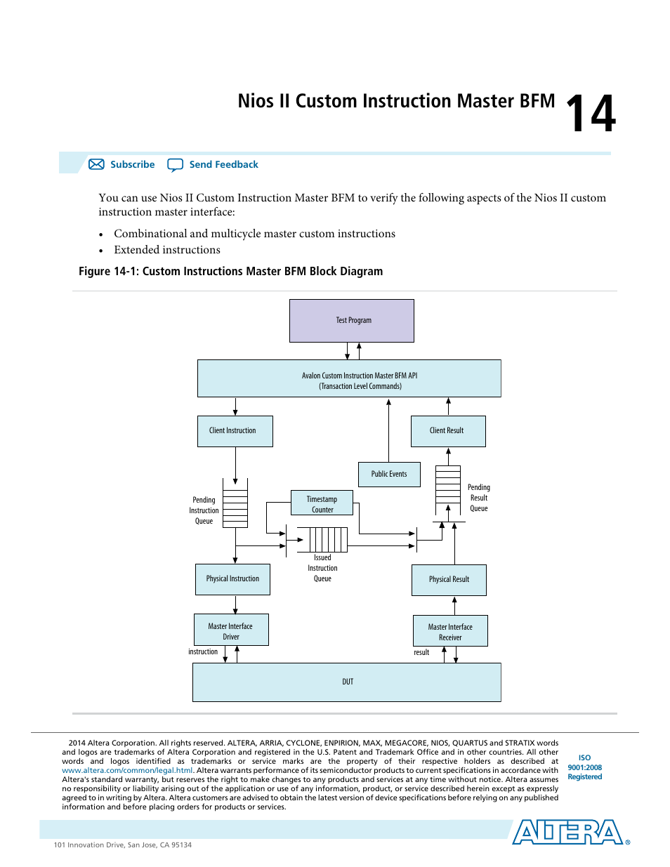 Nios ii custom instruction master bfm, Nios ii custom instruction master bfm -1 | Altera Avalon Verification IP Suite User Manual | Page 176 / 224