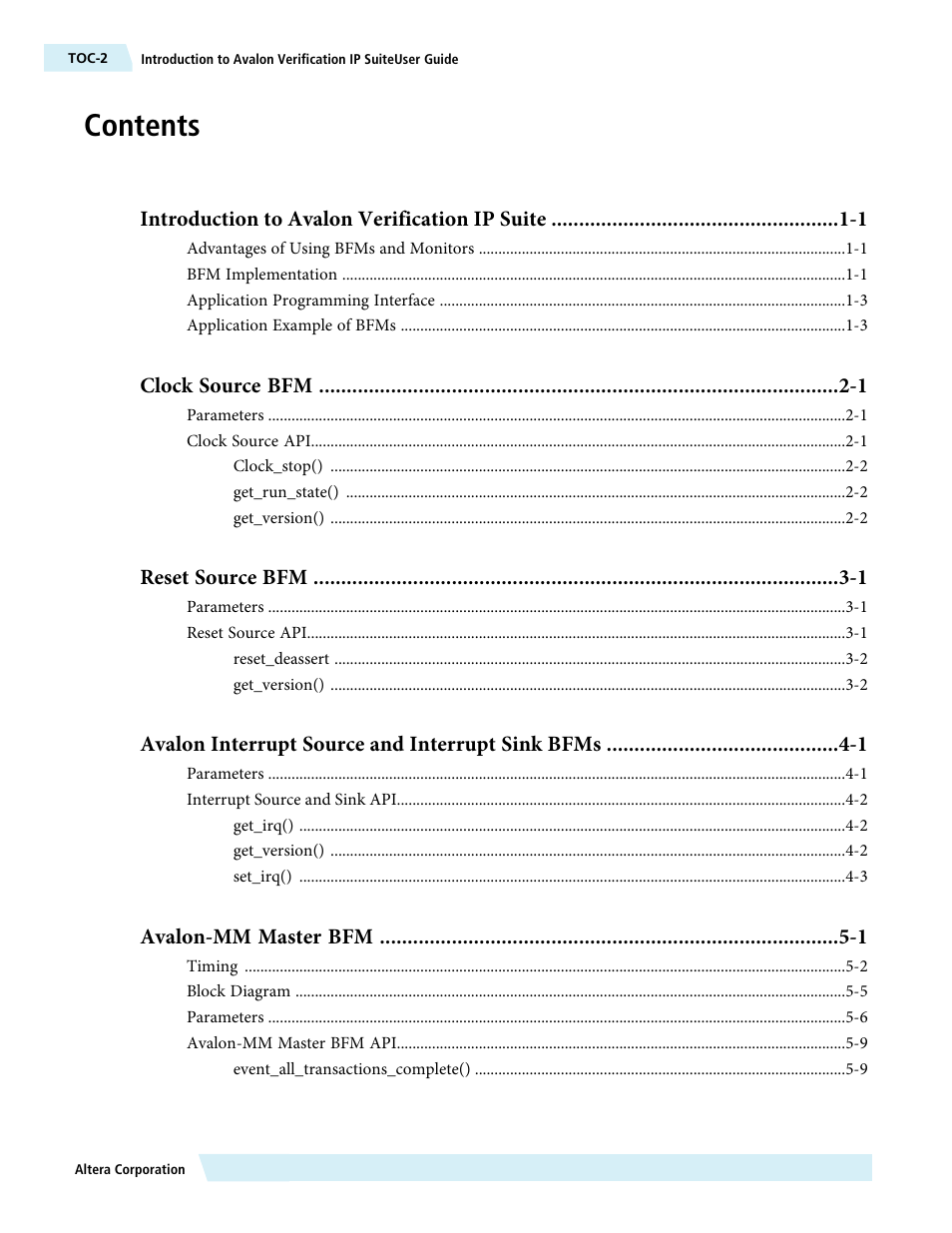 Altera Avalon Verification IP Suite User Manual | Page 2 / 224