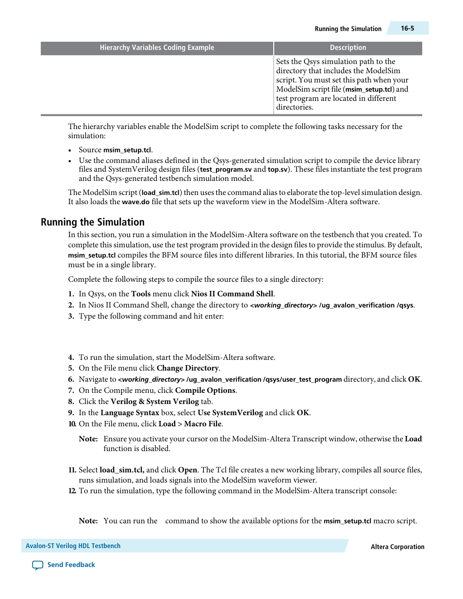 Running the simulation, Running the simulation -5 | Altera Avalon Verification IP Suite User Manual | Page 208 / 224