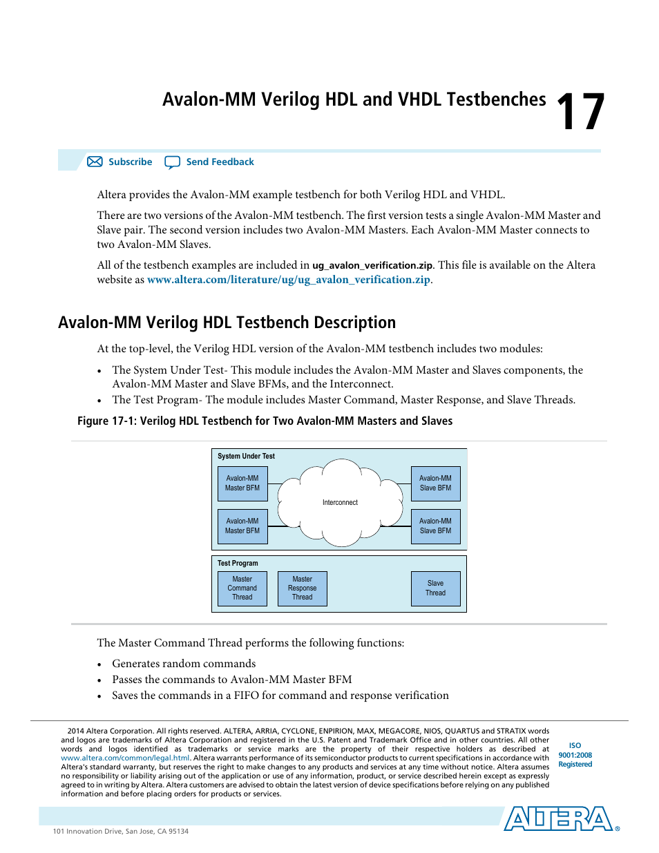 Avalon-mm verilog hdl and vhdl testbenches, Avalon-mm verilog hdl testbench description, Avalon-mm verilog hdl and vhdl testbenches -1 | Avalon-mm verilog hdl testbench description -1 | Altera Avalon Verification IP Suite User Manual | Page 211 / 224