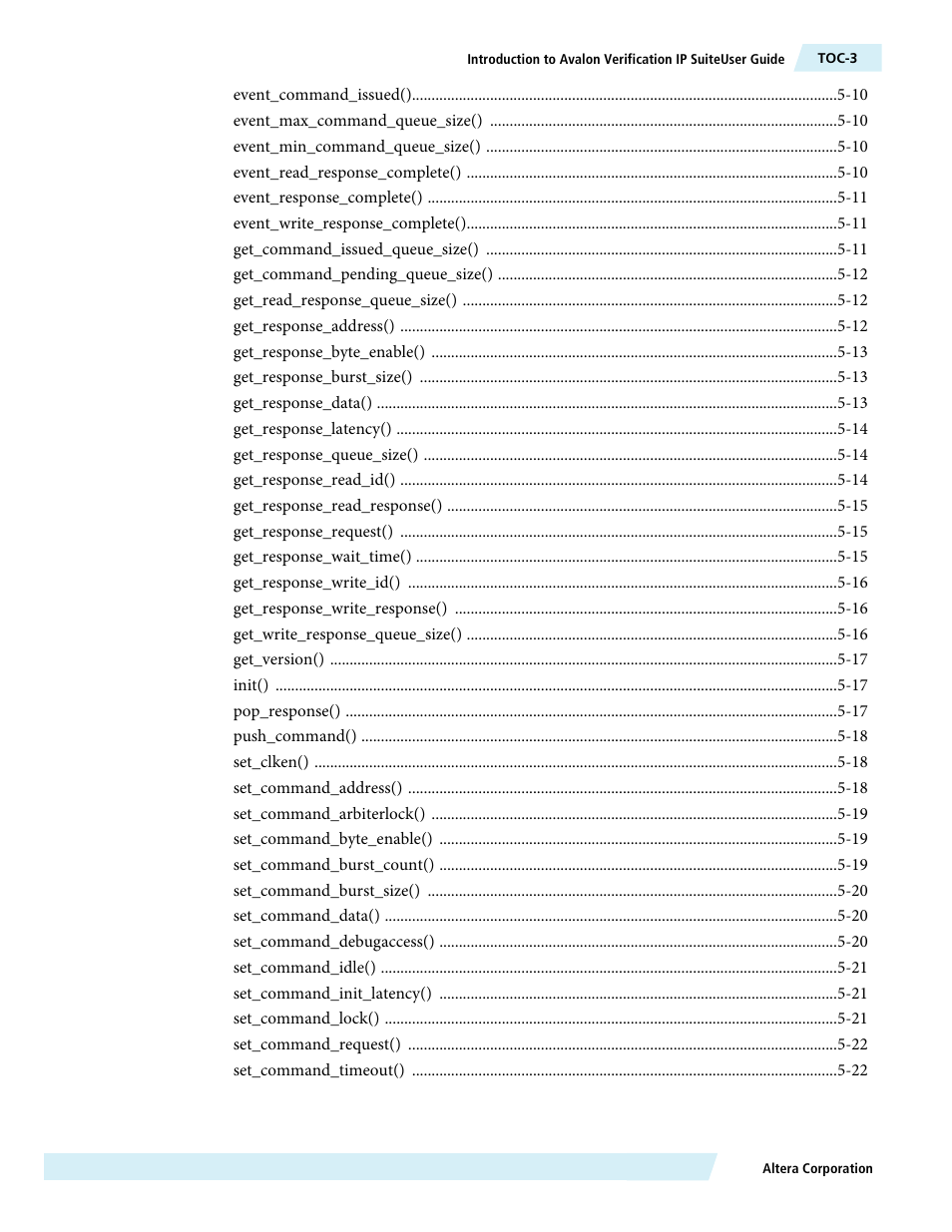 Altera Avalon Verification IP Suite User Manual | Page 3 / 224