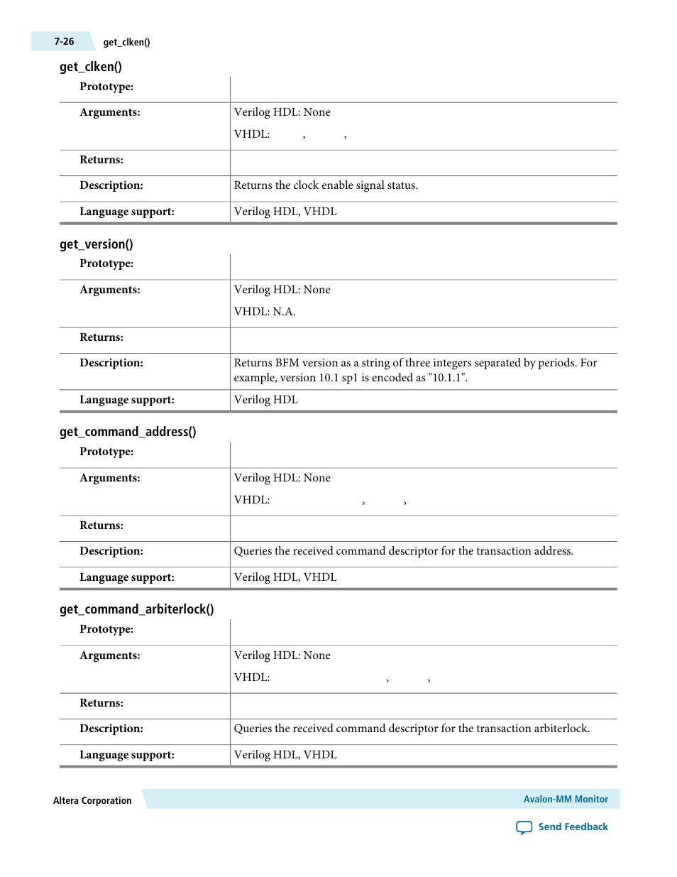 Get_clken(), Get_version(), Get_command_address() | Get_command_arbiterlock() | Altera Avalon Verification IP Suite User Manual | Page 98 / 224