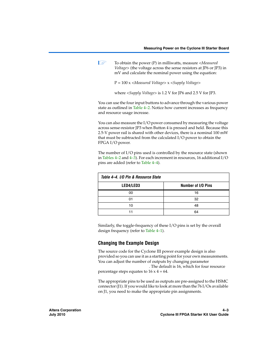Changing the example design | Altera Cyclone III FPGA Starter Kit User Manual | Page 25 / 36