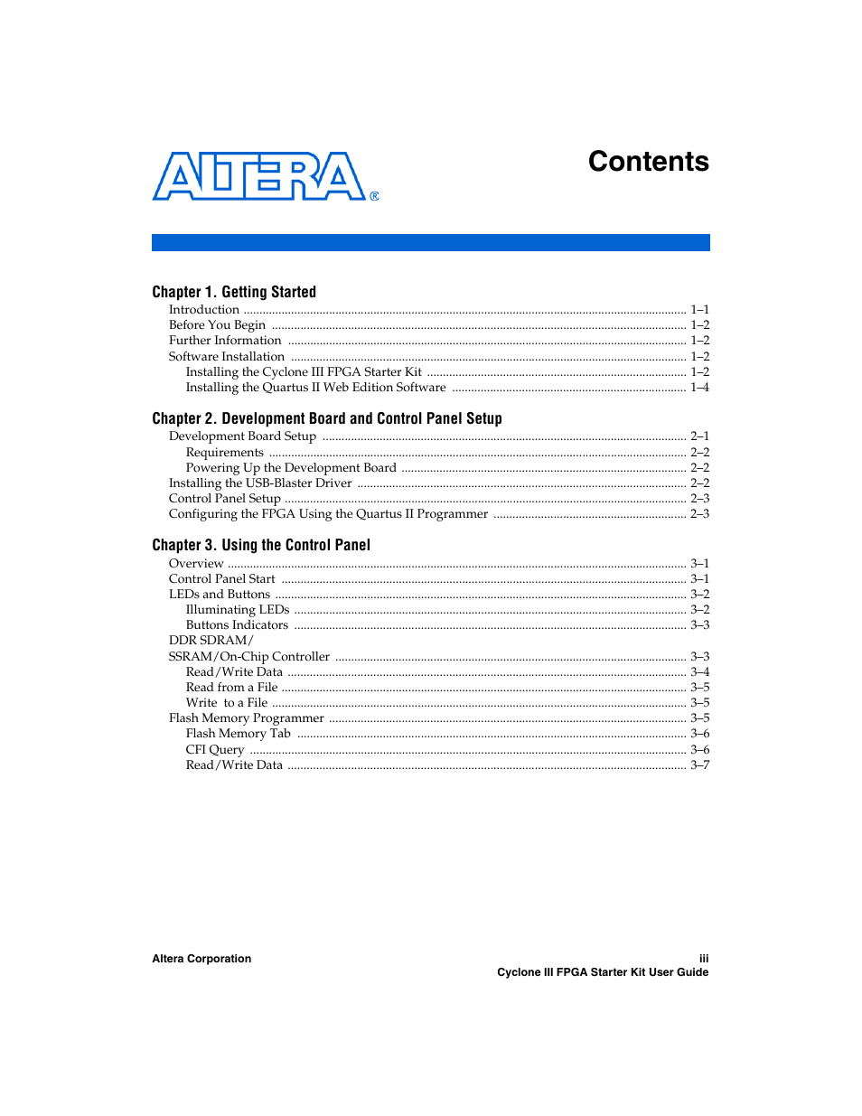 Altera Cyclone III FPGA Starter Kit User Manual | Page 3 / 36