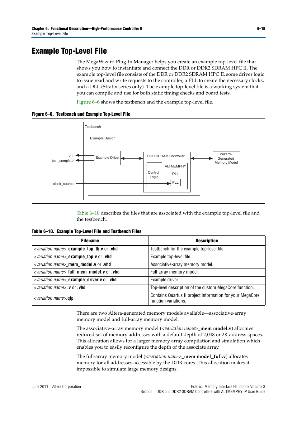 Example top-level file, Example top-level file –19 | Altera DDR SDRAM High-Performance Controllers and ALTMEMPHY IP User Manual | Page 113 / 140
