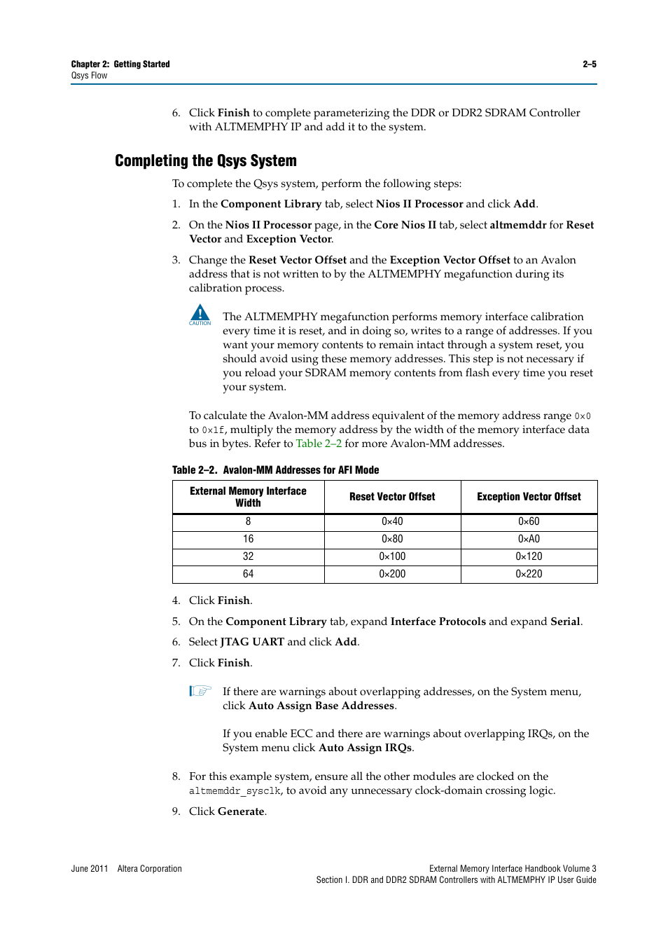 Completing the qsys system, Completing the qsys system –5 | Altera DDR SDRAM High-Performance Controllers and ALTMEMPHY IP User Manual | Page 19 / 140