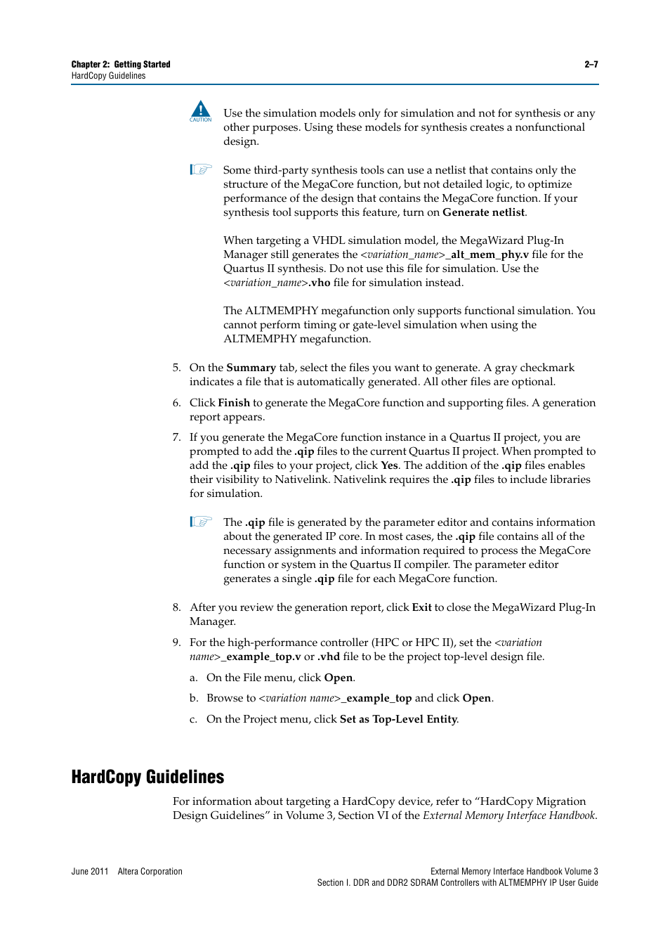 Hardcopy guidelines, Hardcopy guidelines –7 | Altera DDR SDRAM High-Performance Controllers and ALTMEMPHY IP User Manual | Page 21 / 140