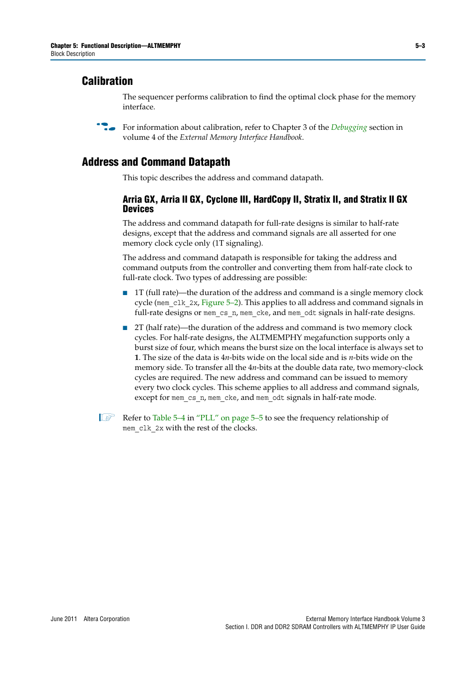 Calibration, Address and command datapath, Calibration –3 address and command datapath –3 | Altera DDR SDRAM High-Performance Controllers and ALTMEMPHY IP User Manual | Page 49 / 140