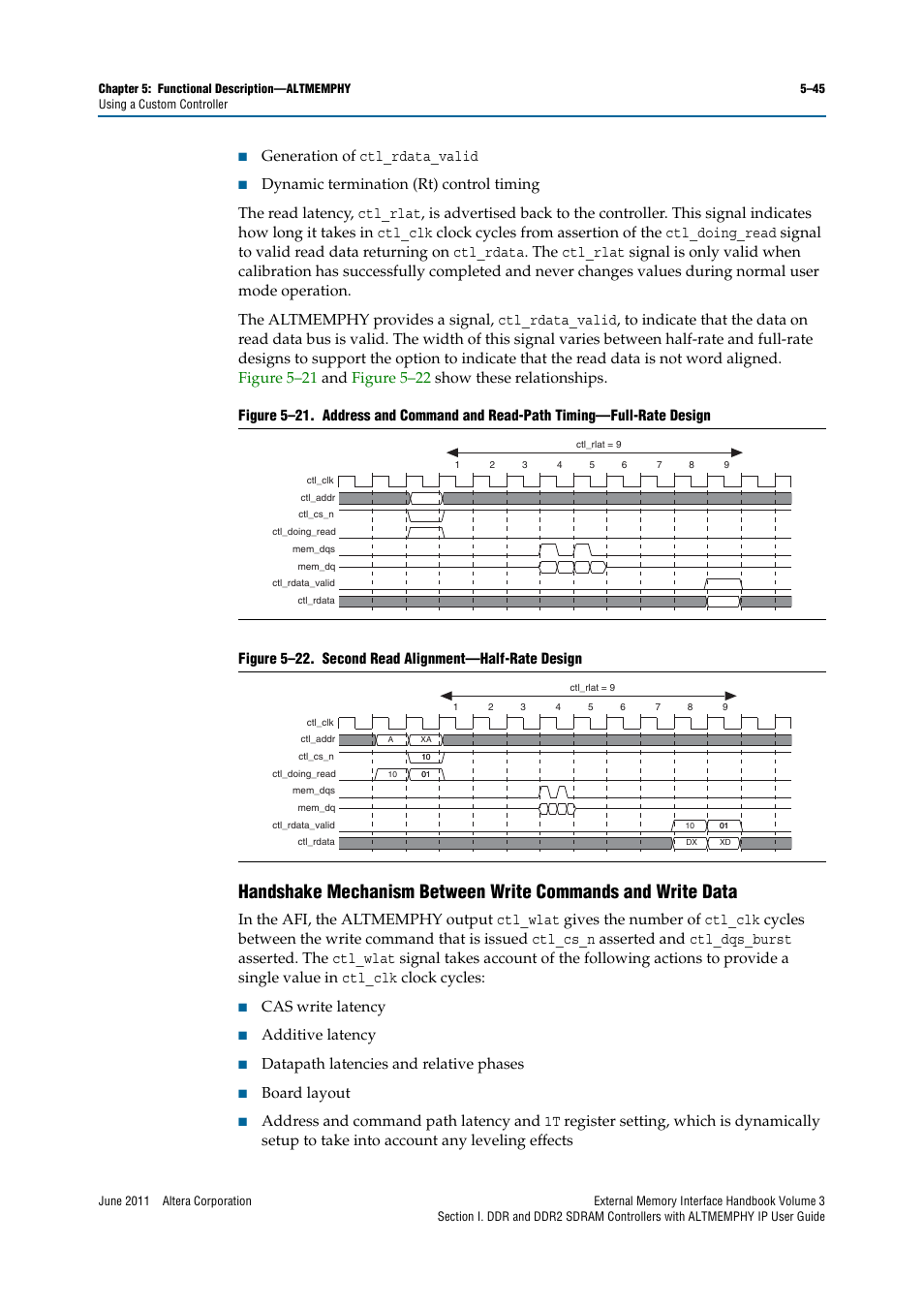 Generation of ctl_rdata_valid, Cas write latency, Additive latency | Datapath latencies and relative phases, Board layout | Altera DDR SDRAM High-Performance Controllers and ALTMEMPHY IP User Manual | Page 91 / 140