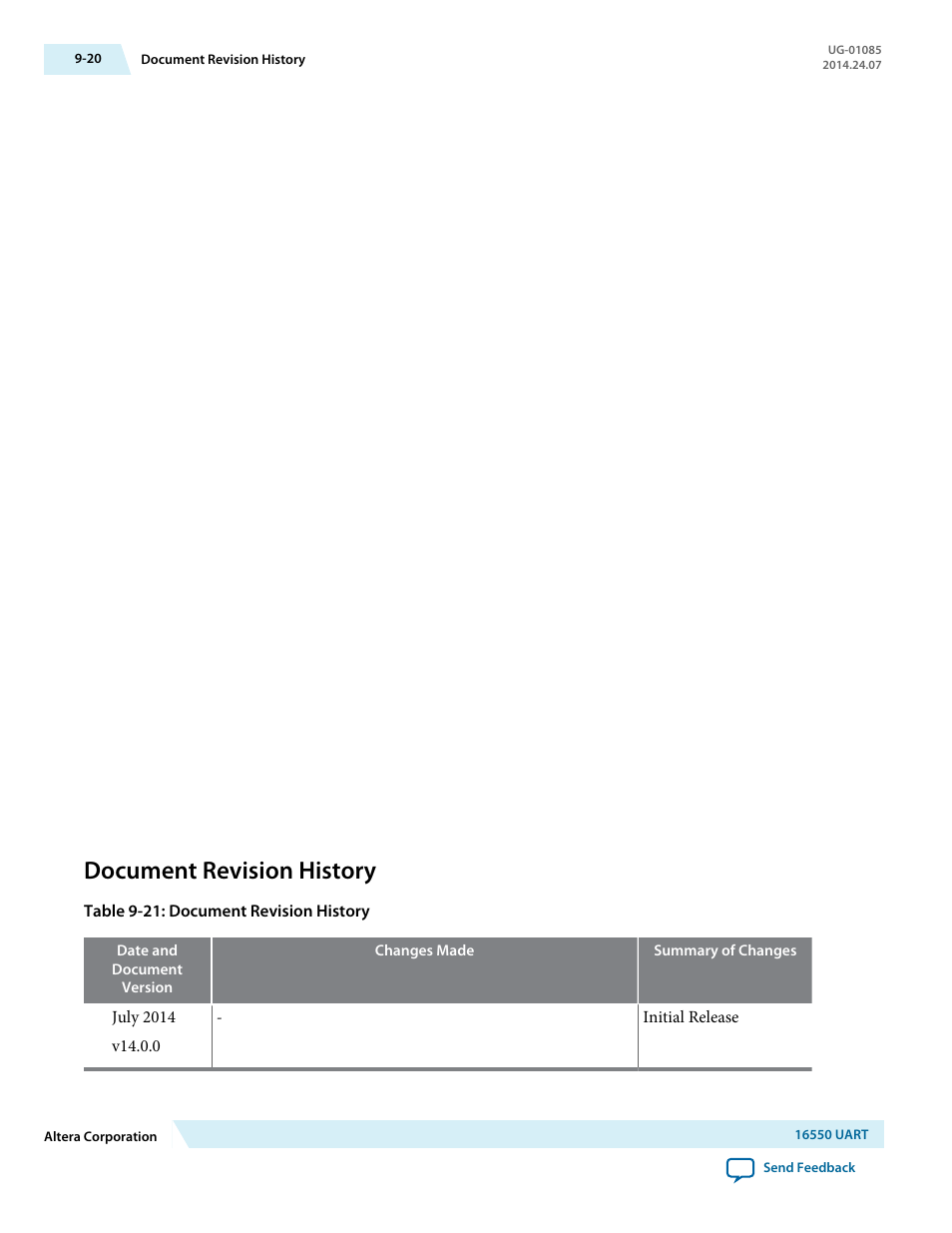 Document revision history, Document revision history -20 | Altera Embedded Peripherals IP User Manual | Page 106 / 336