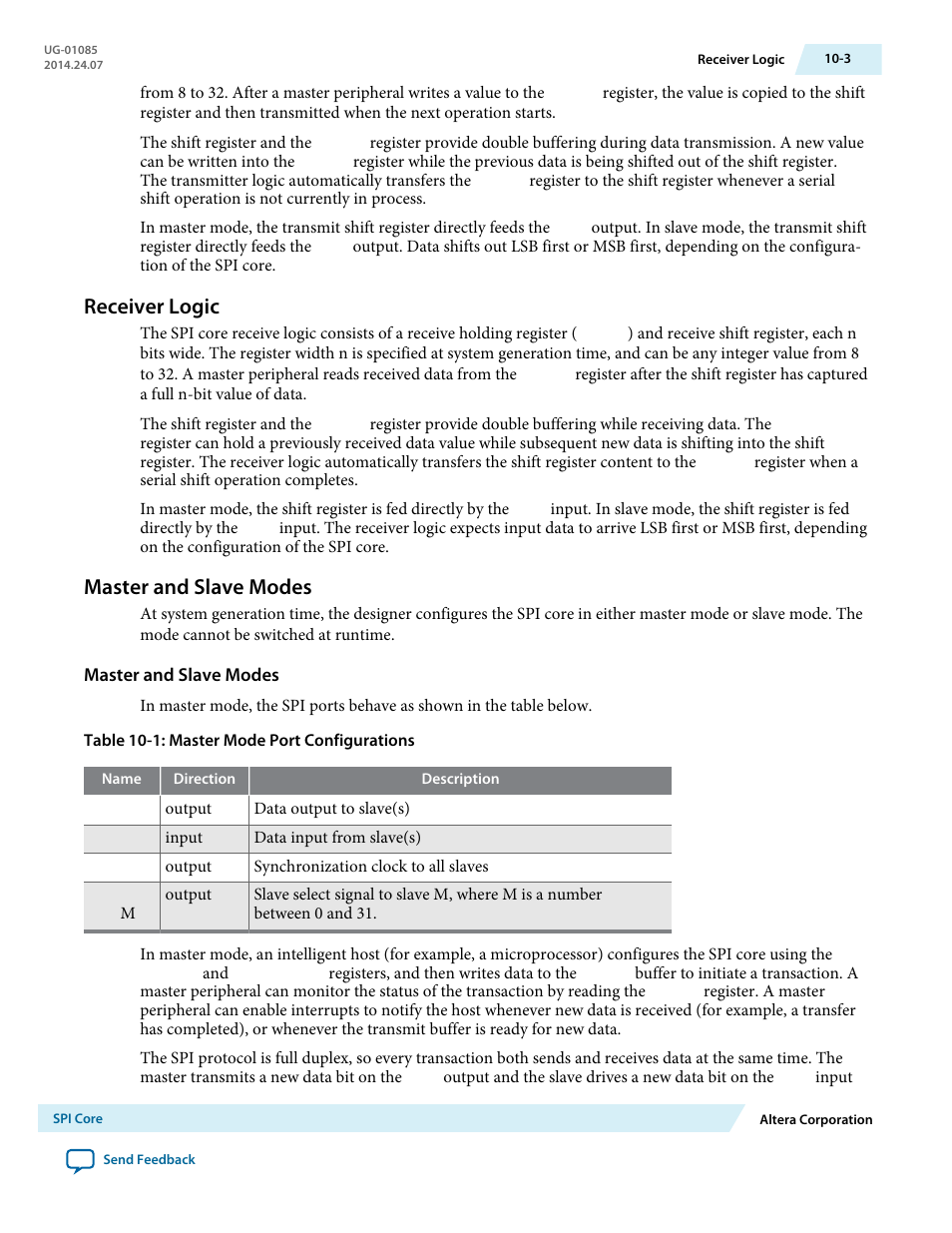 Receiver logic, Master and slave modes, Receiver logic -3 | Master and slave modes -3 | Altera Embedded Peripherals IP User Manual | Page 109 / 336