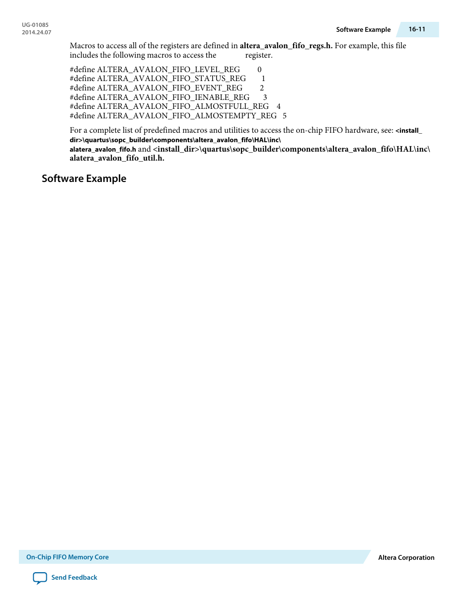 Software example, Software example -11 | Altera Embedded Peripherals IP User Manual | Page 166 / 336