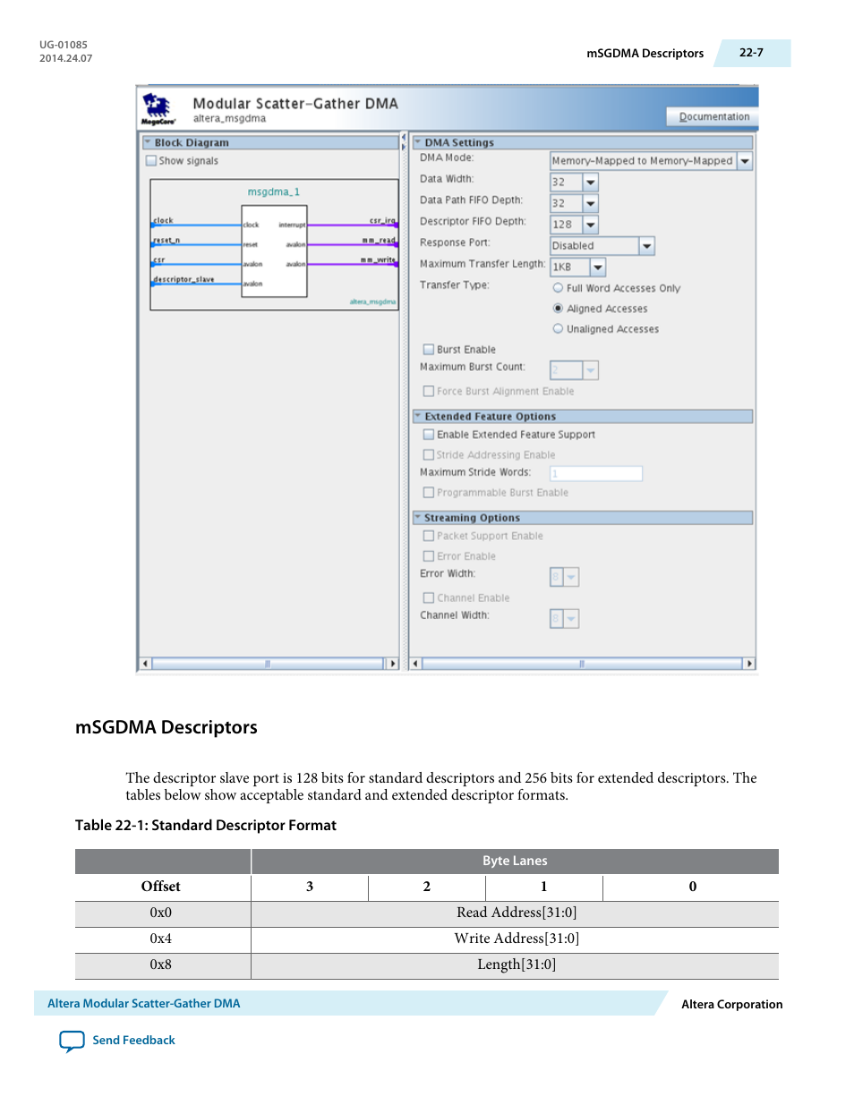 Msgdma descriptors, Msgdma descriptors -7 | Altera Embedded Peripherals IP User Manual | Page 223 / 336