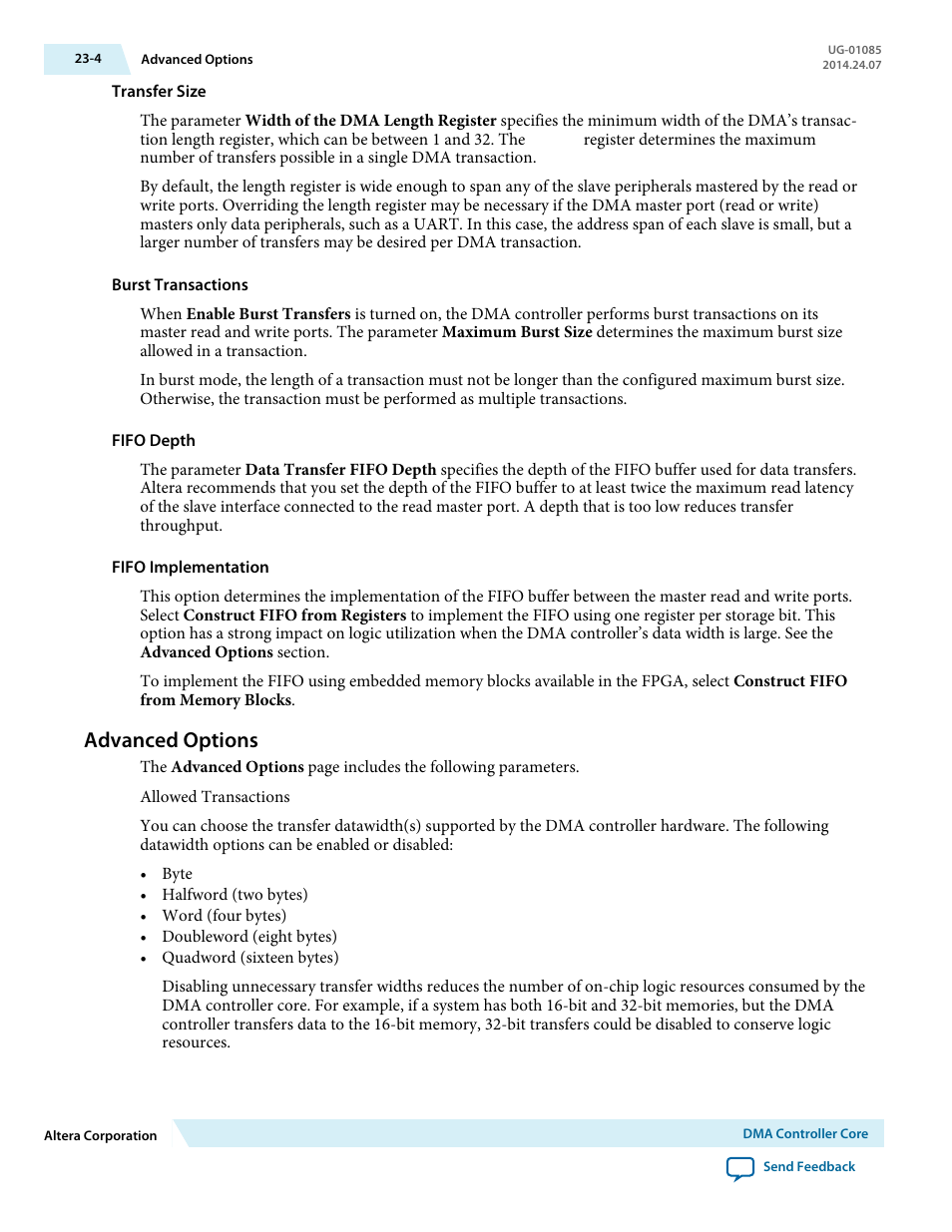 Advanced options, Advanced options -4 | Altera Embedded Peripherals IP User Manual | Page 235 / 336