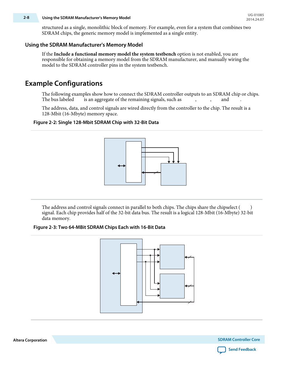 Using the sdram manufacturer's memory model, Example configurations, Example configurations -8 | Is an aggregate of the remaining signals, such as | Altera Embedded Peripherals IP User Manual | Page 24 / 336