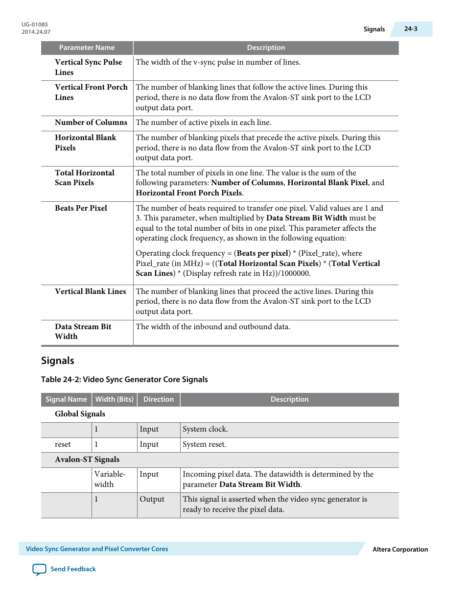 Signals, Signals -3 | Altera Embedded Peripherals IP User Manual | Page 244 / 336