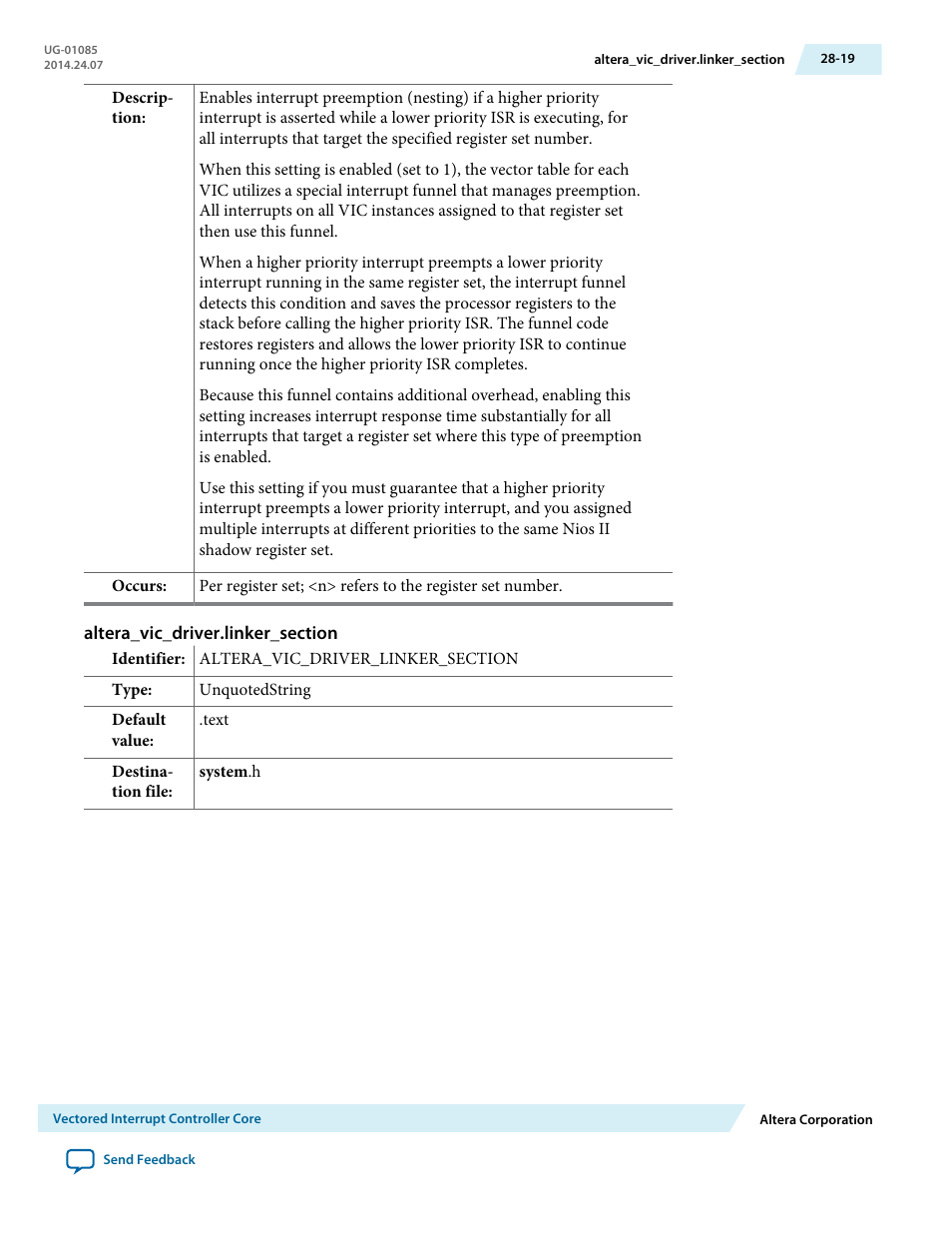 Altera_vic_driver.linker_section | Altera Embedded Peripherals IP User Manual | Page 288 / 336