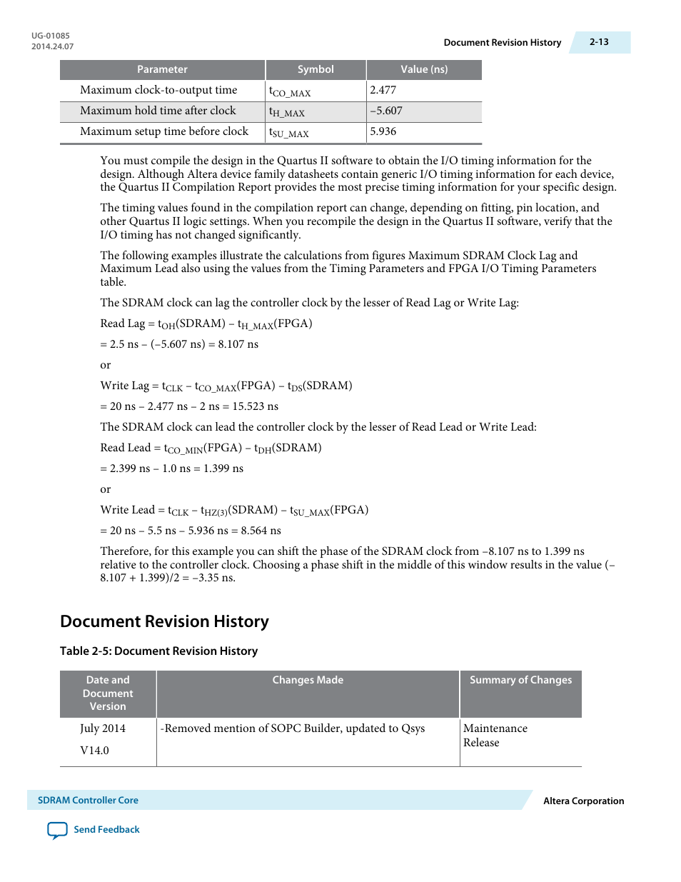 Document revision history, Document revision history -13 | Altera Embedded Peripherals IP User Manual | Page 29 / 336