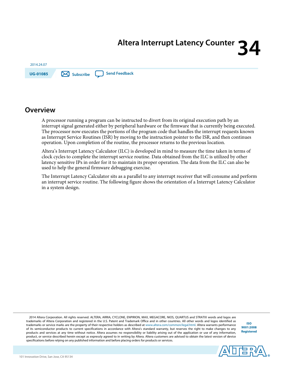 Altera interrupt latency counter, Overview, Altera interrupt latency counter -1 | Overview -1 | Altera Embedded Peripherals IP User Manual | Page 329 / 336