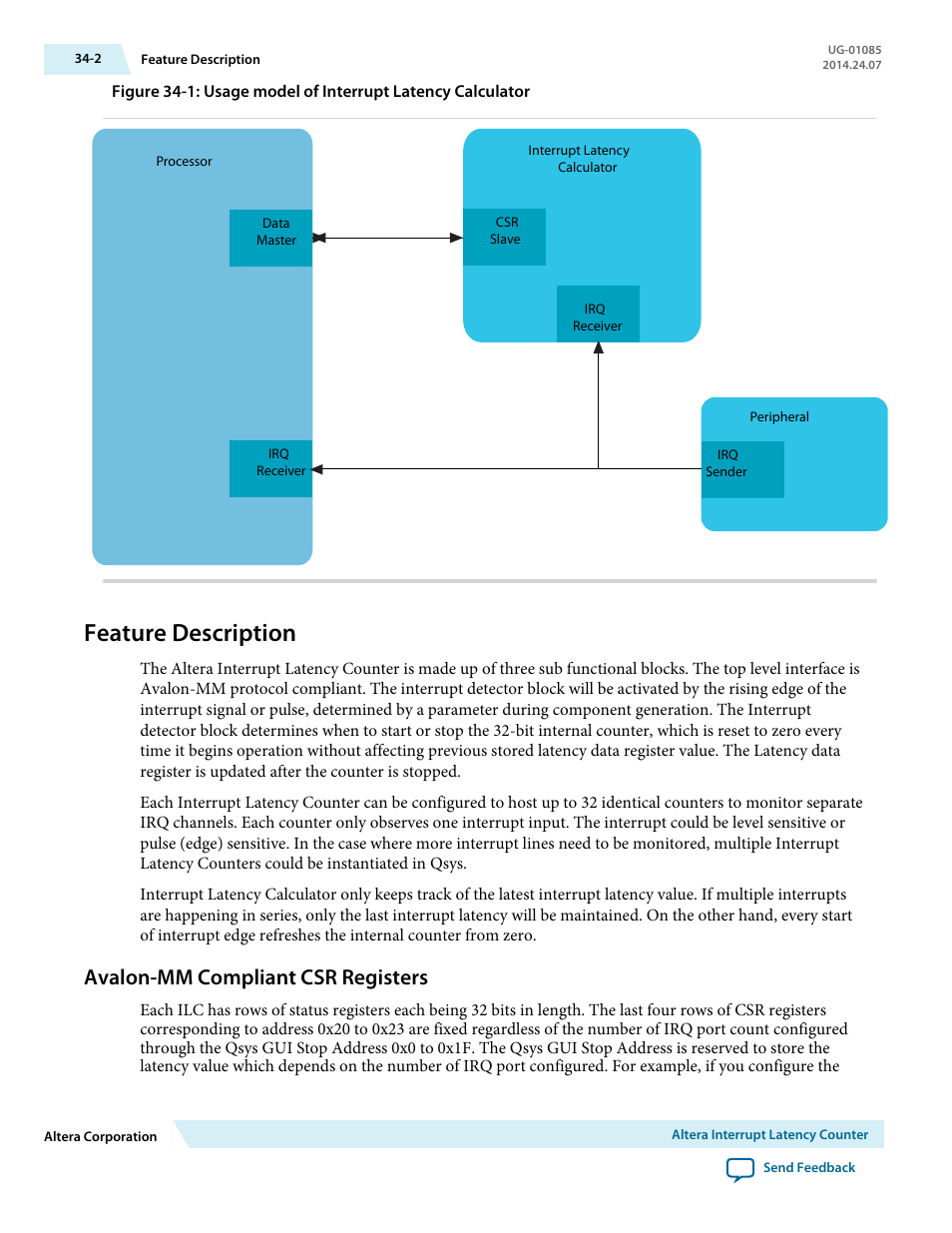 Feature description, Avalon-mm compliant csr registers, Feature description -2 | Avalon-mm compliant csr registers -2 | Altera Embedded Peripherals IP User Manual | Page 330 / 336